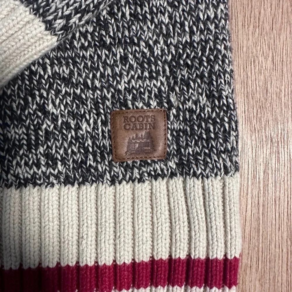 Roots Cabin Sweater Mens L G Crewneck Knit Cotton Acrylic Burgundy White - Picture 3 of 8